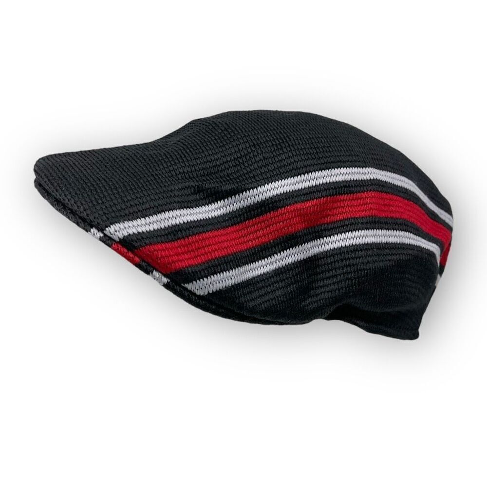 Chopper Mesh Beret Newsboy Hat Cap Black White Red Stripe Adult OSFM
